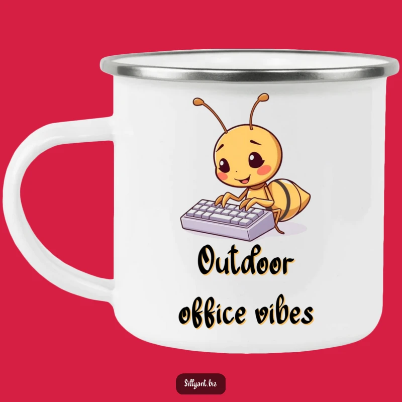 Funny Kawaii Ant Typing Camping Mug: Hilarious Drinkware for Digital Nomads