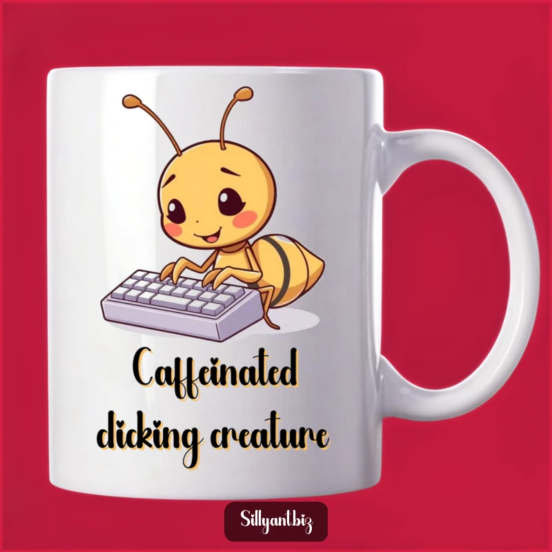 Funny Kawaii Ant Typing Mug: Hilarious Gift for Techy and Busy Bees