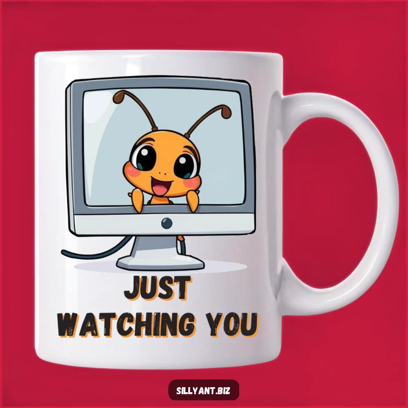 Funny Ant Peeking Mug: Hilarious Office Humor for Tech Lovers