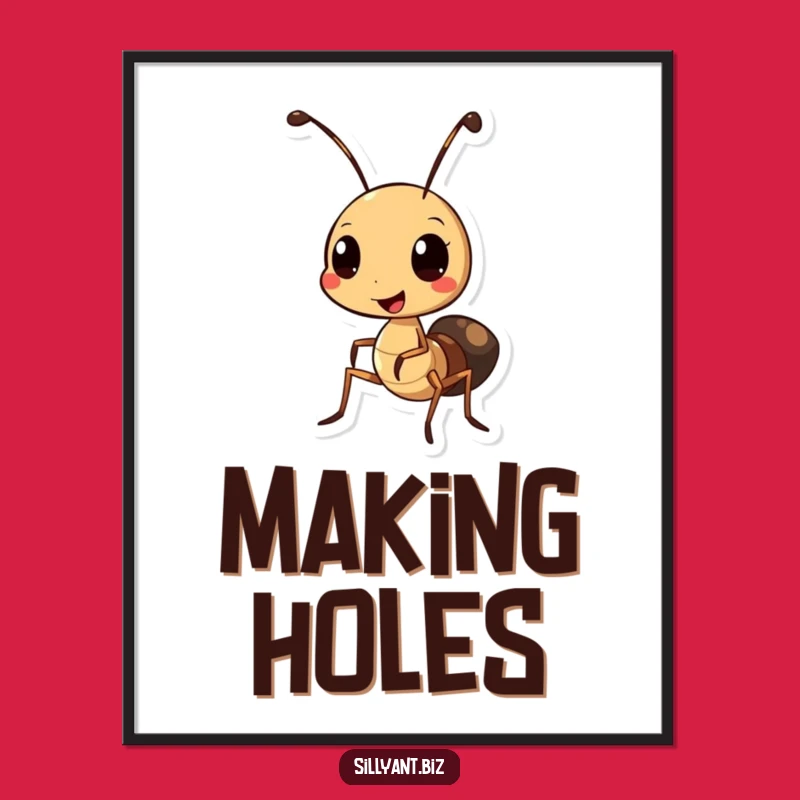Funny Ant Hole Punch Digital Art: Instant Office Charm for Your Walls