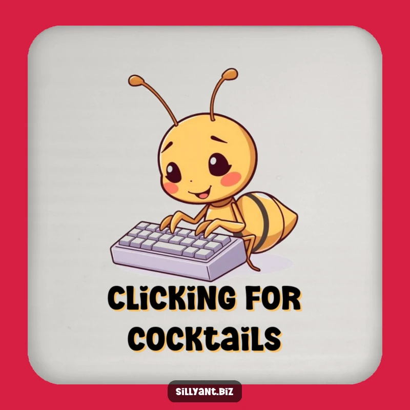 Funny Kawaii Ant Typing Coasters: Hilarious Set for Keyboard Enthusiasts