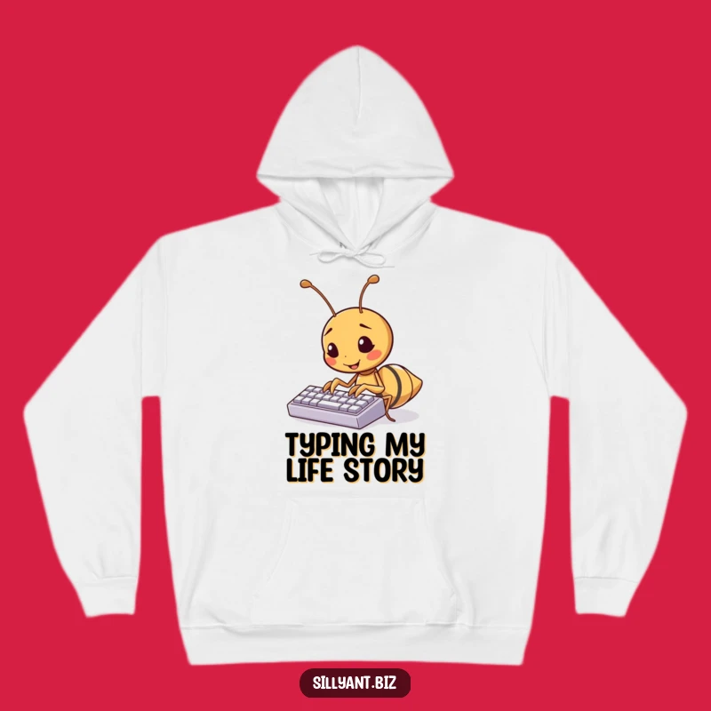 Cozy Funny Kawaii Ant Typing Hoodie: Warm and Hilarious Tech Apparel
