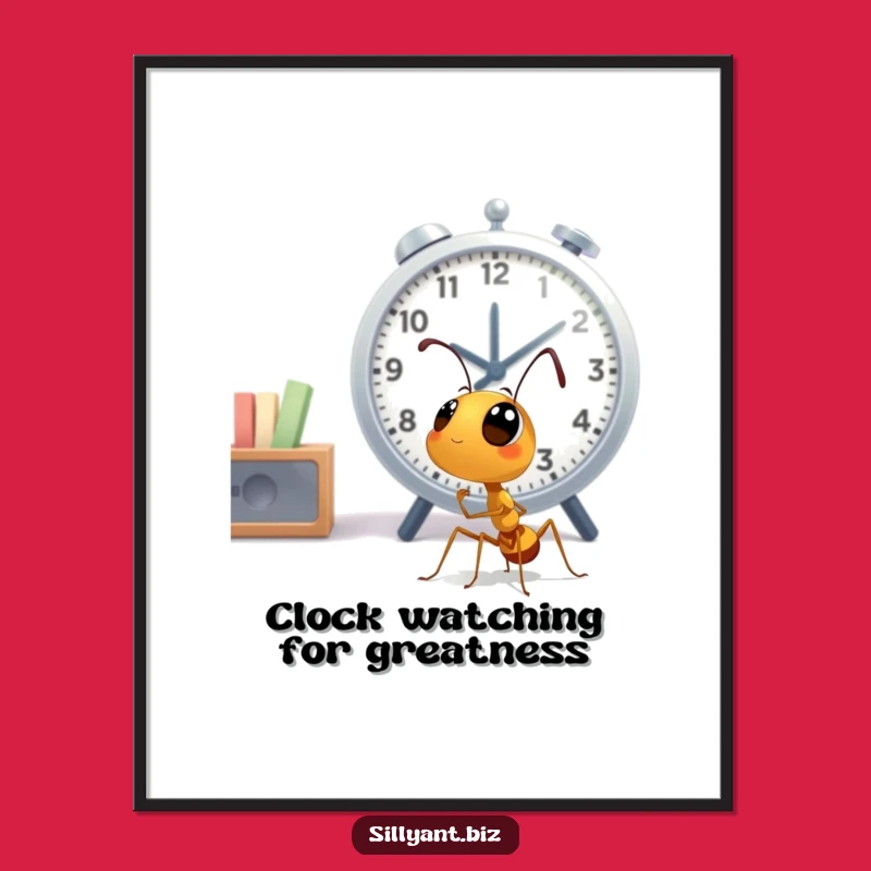 Free Printable Wall Art: Ant Watching Clock - Humorous Downloadable Art for Offices
