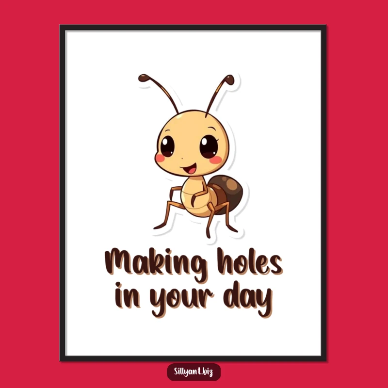 Free Printable Wall Art: Ant With Hole Punch - Humorous Downloadable Art for Offices