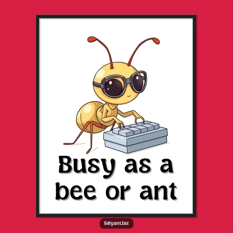 Free Printable Wall Art: Typing Ant Scholar, Quirky Downloadable Decor for a Smart Space