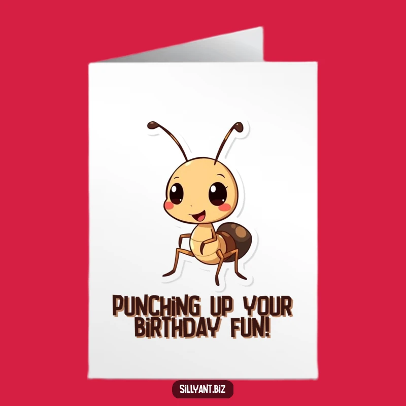 Free Printable Birthday Card: Ant With Hole Punch - Funny Downloadable Birthday Gift