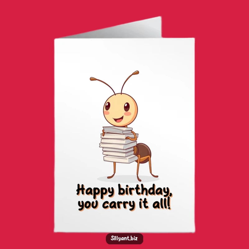 Free Printable Birthday Card: Balancing Ant, Funny Downloadable Gift for the Organized