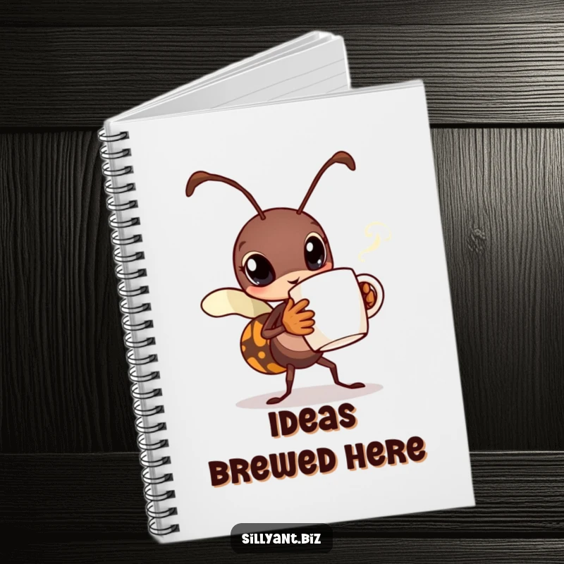 Funny Busy Ant Coffee Notebook: A notebook featuring a busy ant carrying a tiny coffee mug with steam.